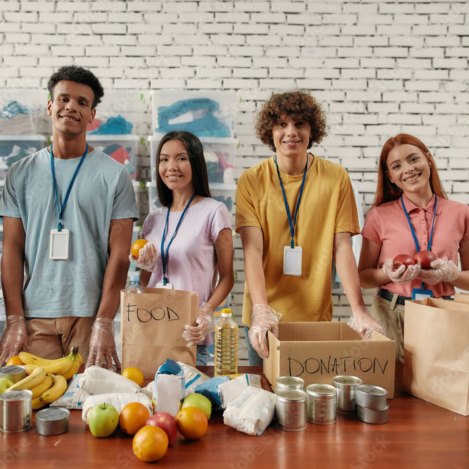 Volunteers at food bank